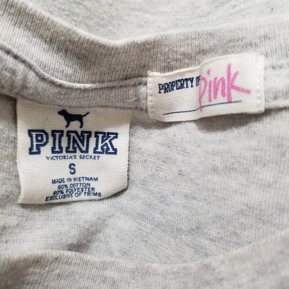 Victoria's Secret PINK top Small peace sign 86 dog patch logo graphic slub knit - Picture 12 of 13